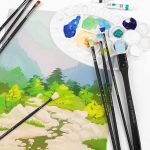 Paint Brush Set 12pcs, Natural Hog Bristle Long Handle Professional Artist Brushes Anti-Shedding, Art Supplies for Kids and Adults for Acrylic and Oils Painting, Watercolor, Face Painting Craft - Image 5